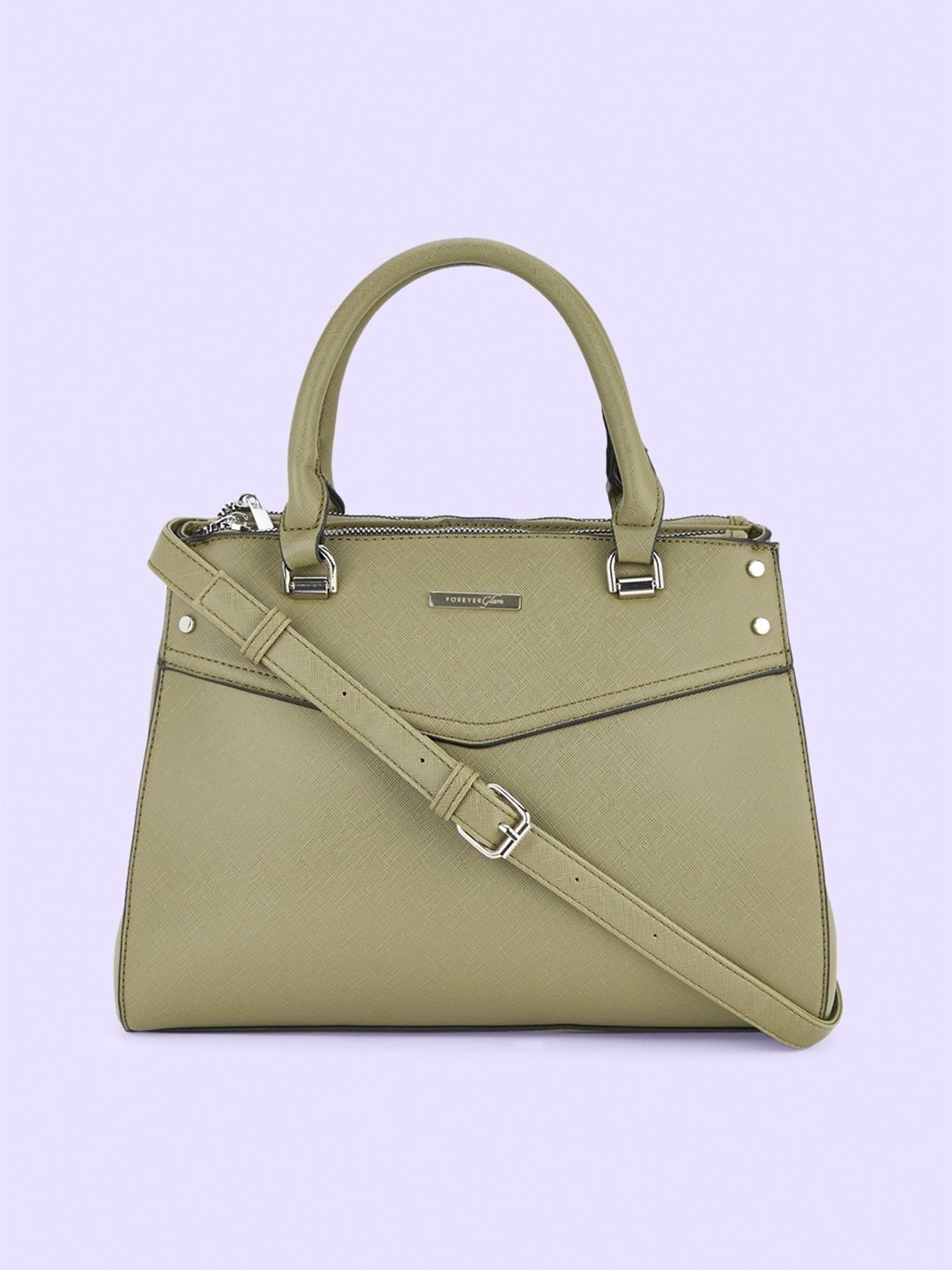 Forever Glam by Pantaloons Green Colourblocked Leather Structured Handheld  Bag - Price History
