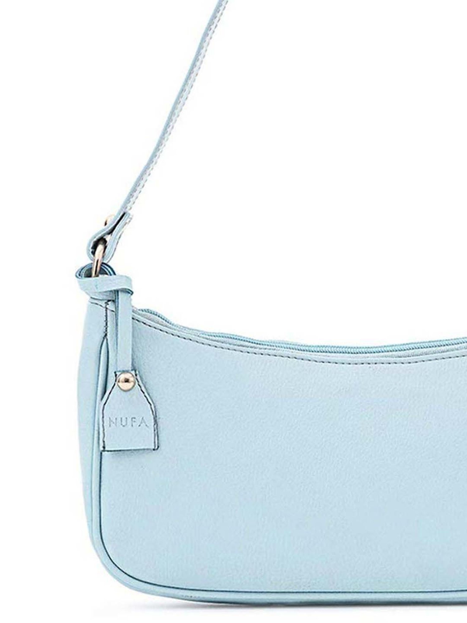 NUFA Blue Solid Small Shoulder Handbag