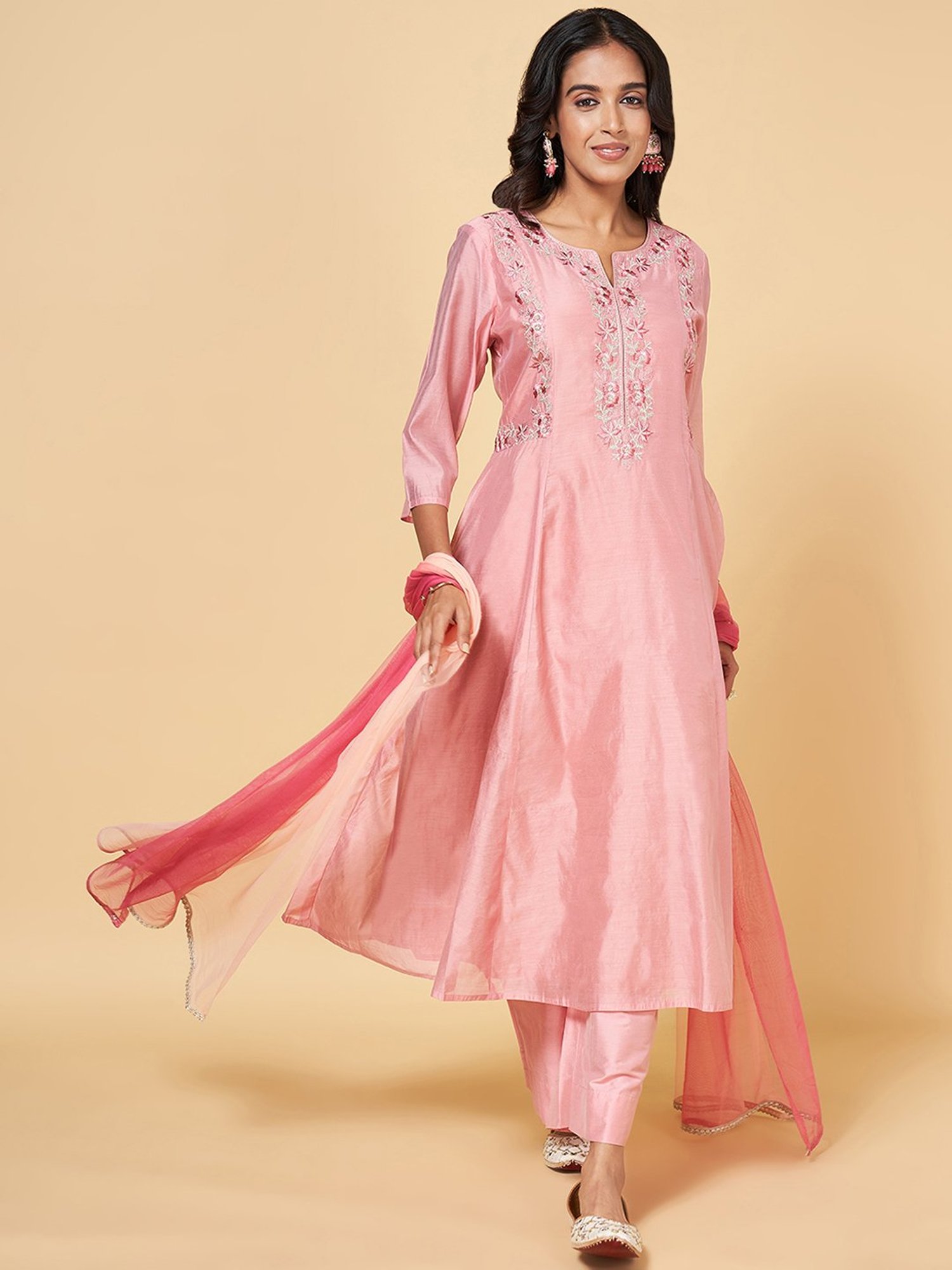 Buy Rangmanch By Pantaloons Pink & Red Printed Pintuck Kurta - Kurtas for  Women 854905