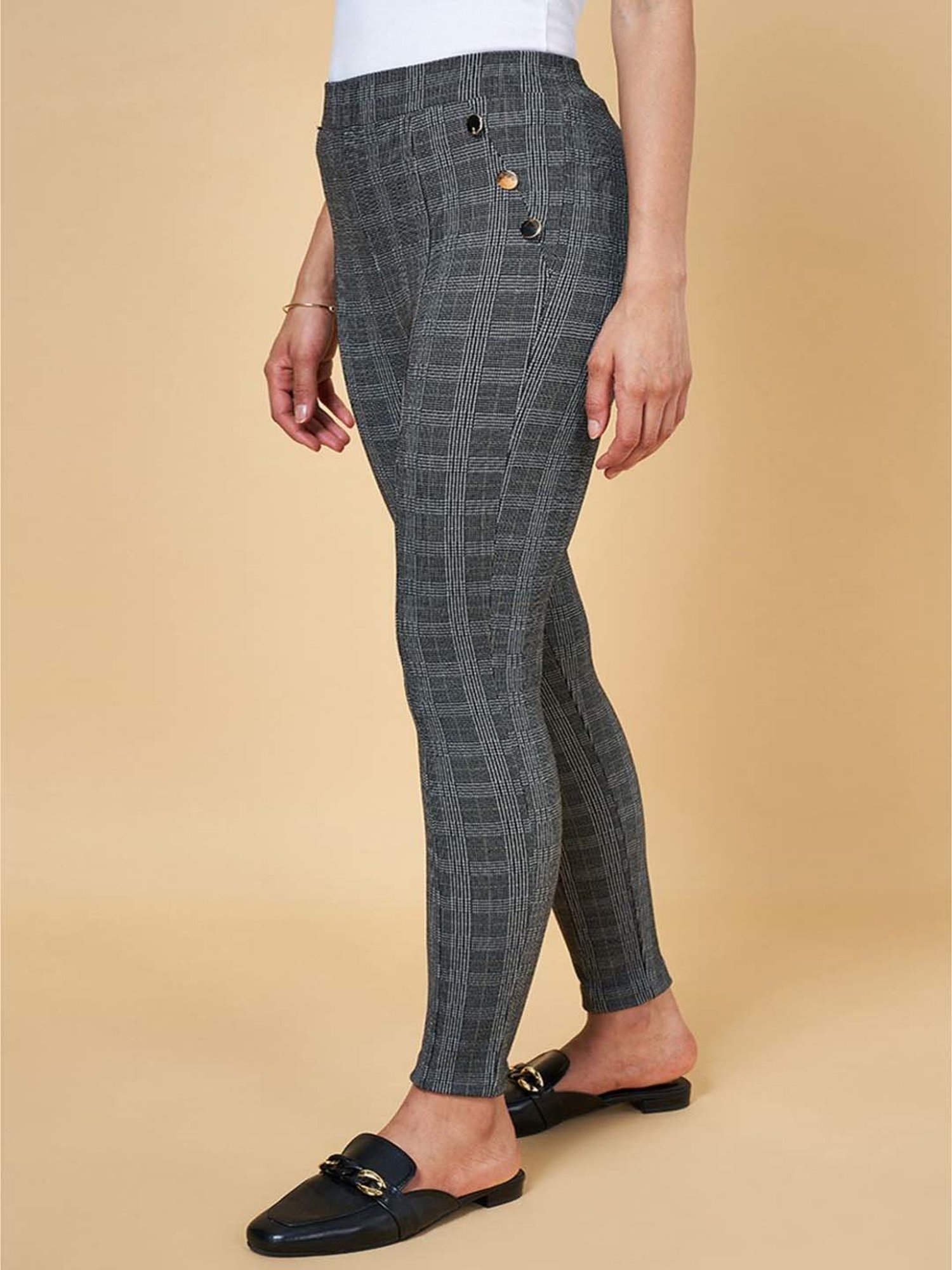 Annabelle by Pantaloons Grey Chequered Treggings