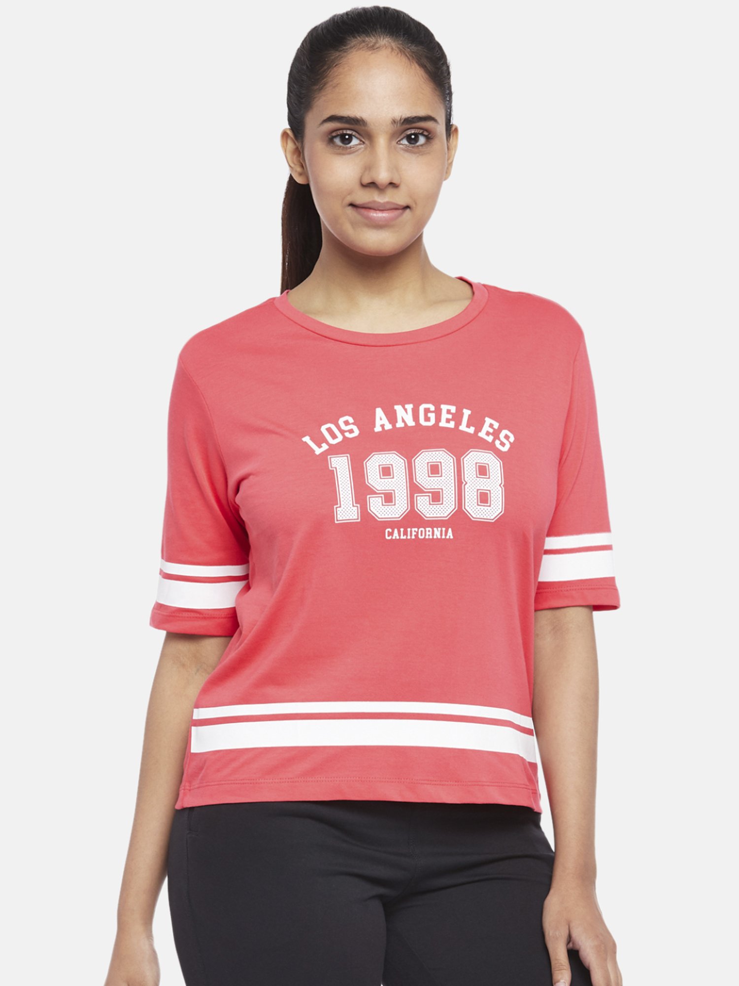 Los Angeles Apparel | The 1801 | Short Sleeve Shirt in Coral, Size 2XL | Crew Neck