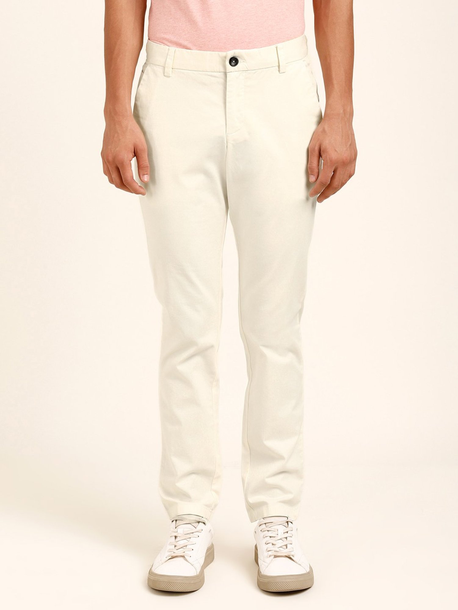 Buy Ascot by Westside Solid WhiteColored RelaxedFit Chinos for Online   Tata CLiQ