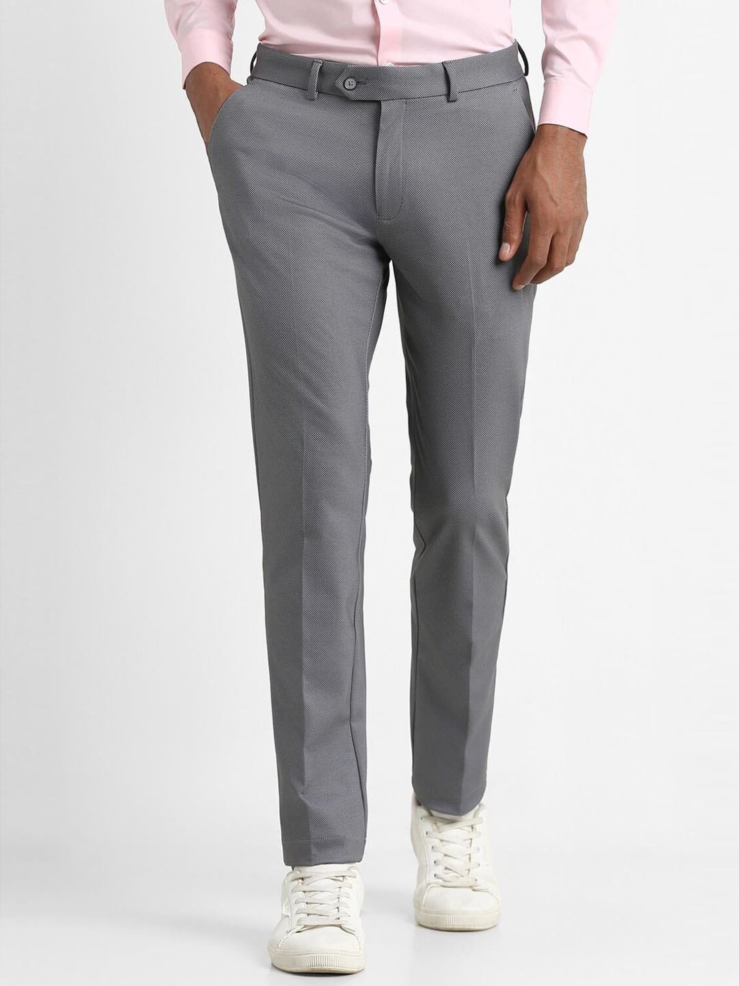 Peter England CHECK CARROT FIT FORMAL TROUSERS | handsandhead