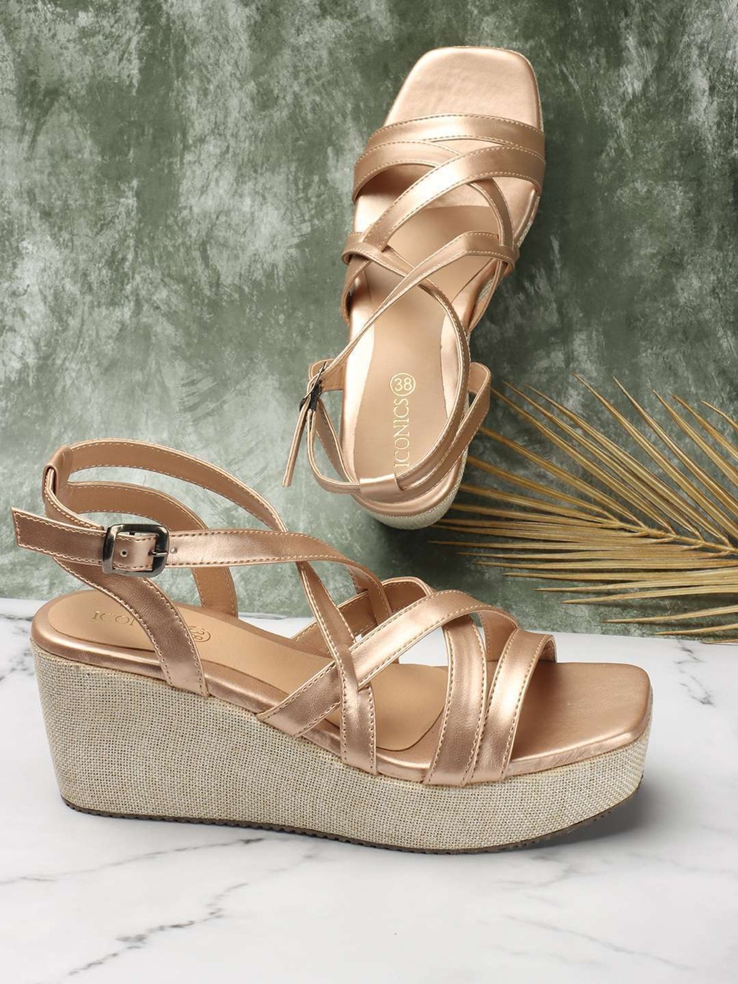 Rose gold wedge on sale sandals