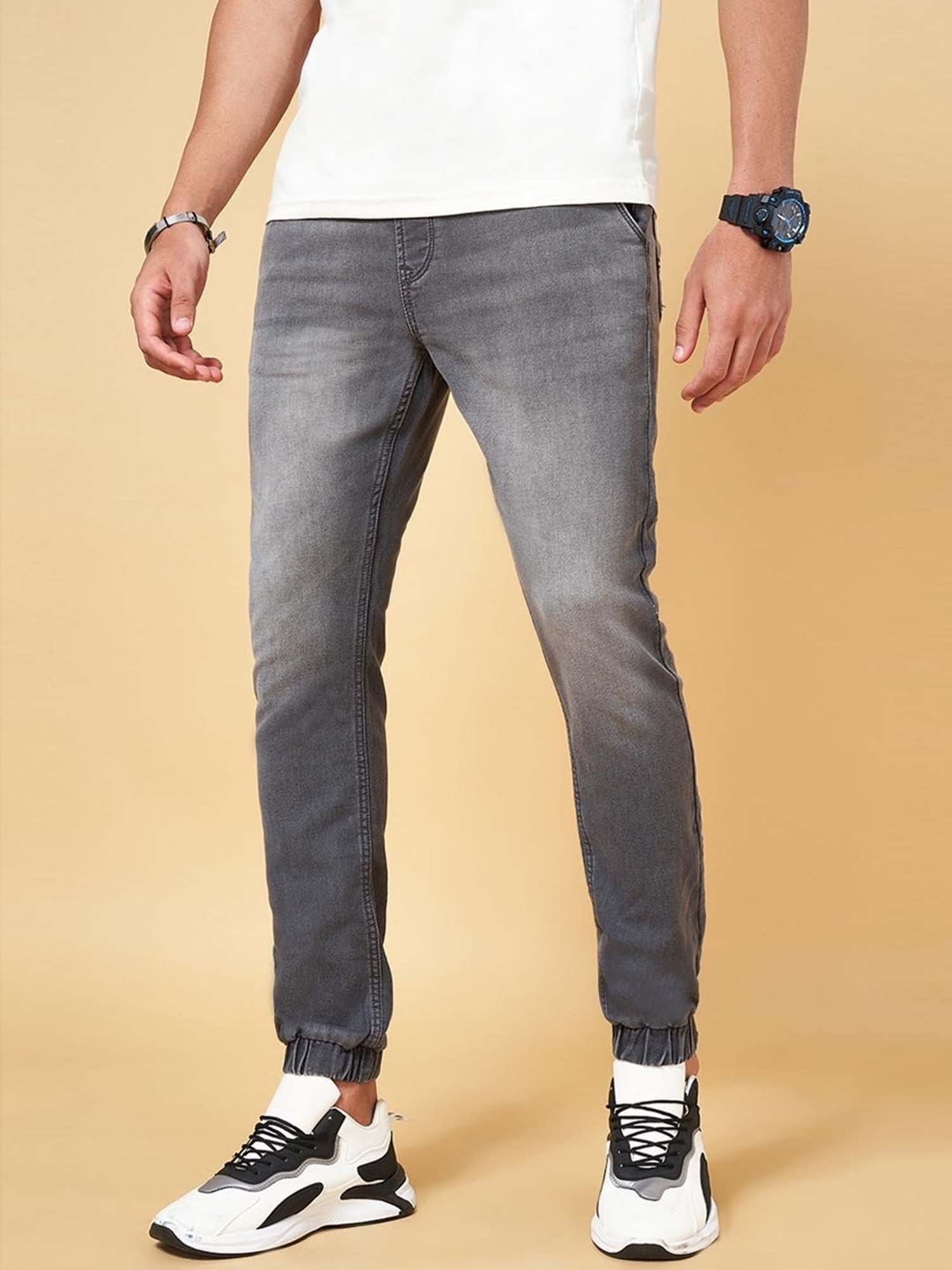 SF Jeans by Pantaloons Jogger Fit Men Dark Grey Jeans - Buy SF Jeans by  Pantaloons Jogger Fit Men Dark Grey Jeans Online at Best Prices in India