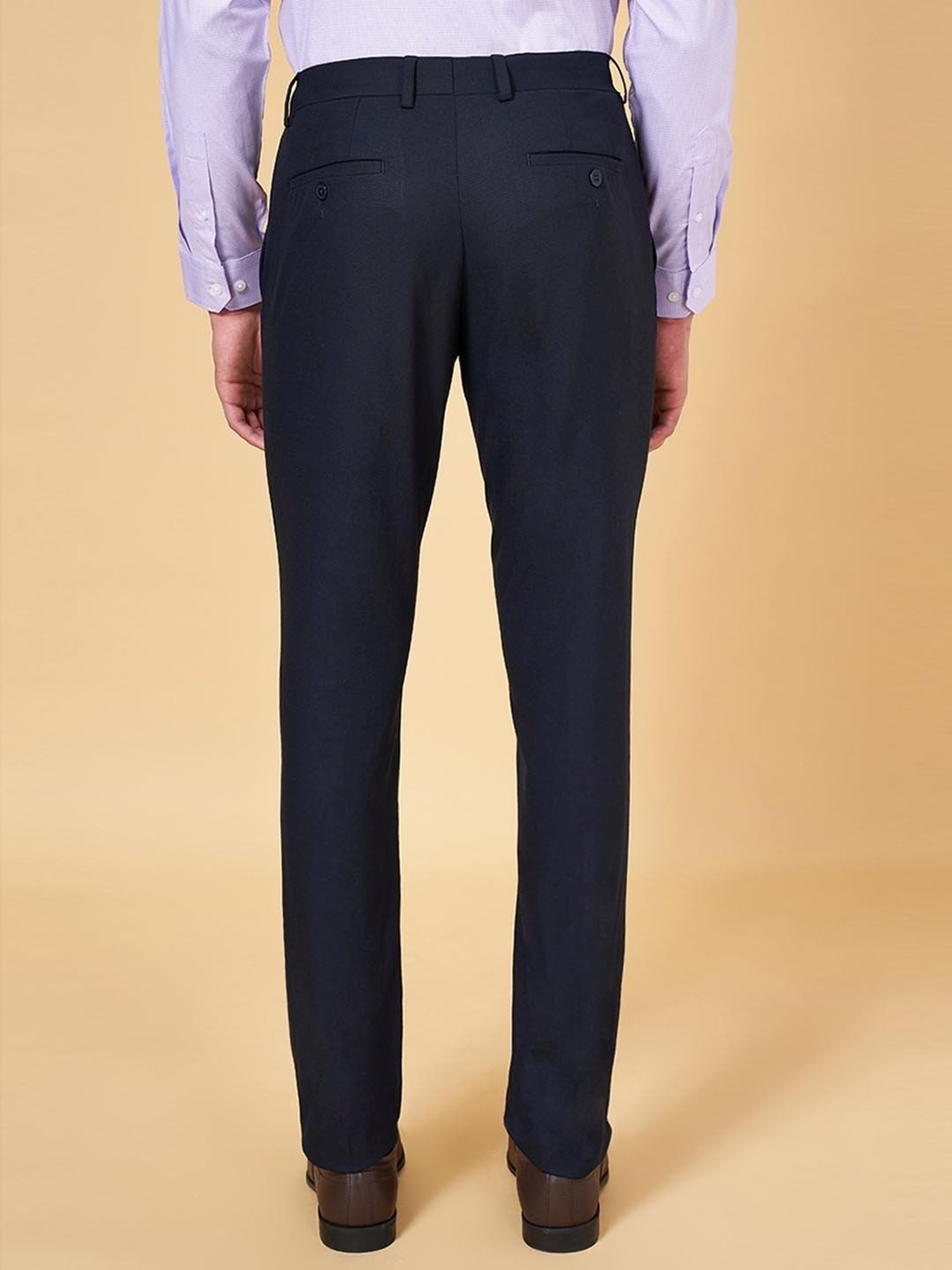 Navy Solid Trousers - Selling Fast at Pantaloons.com