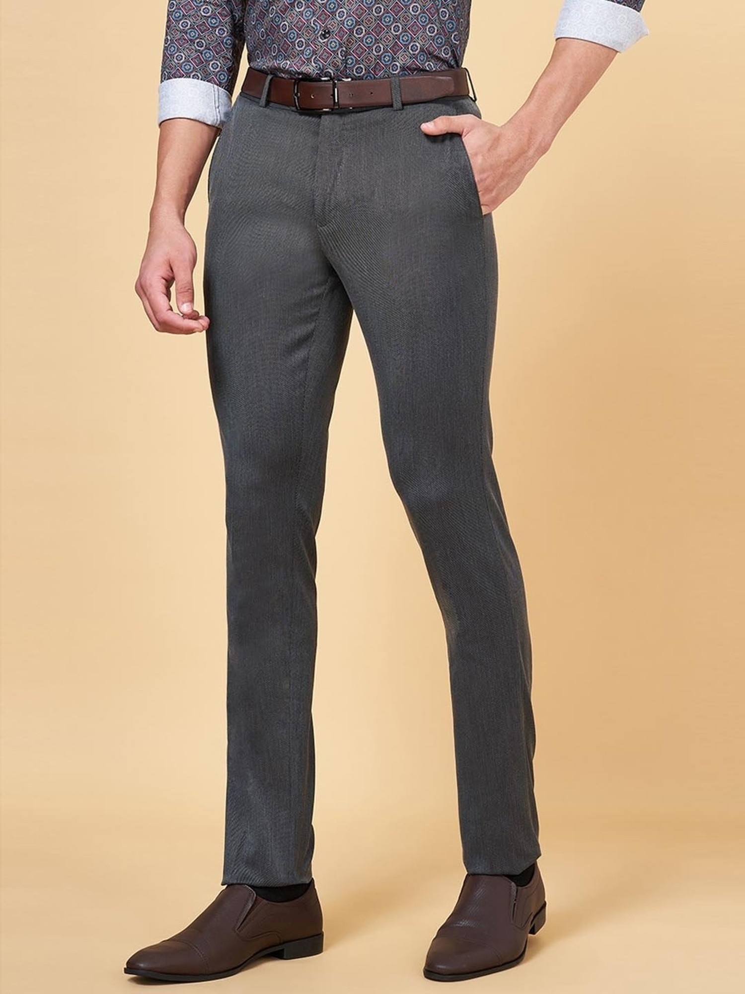 Byford by Pantaloons Slim Fit Men Grey Trousers - Buy Byford by Pantaloons  Slim Fit Men Grey Trousers Online at Best Prices in India | Flipkart.com