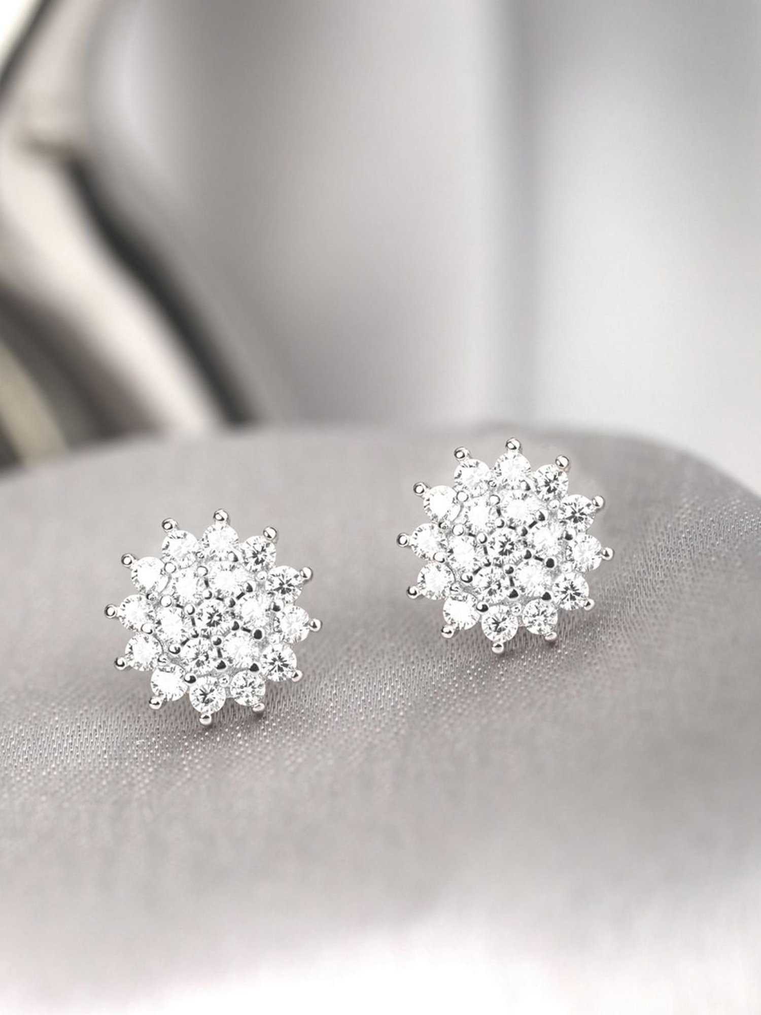 Buy Radiant Floral Solitaire Sterling Silver Stud Earrings by Mannash  Jewellery