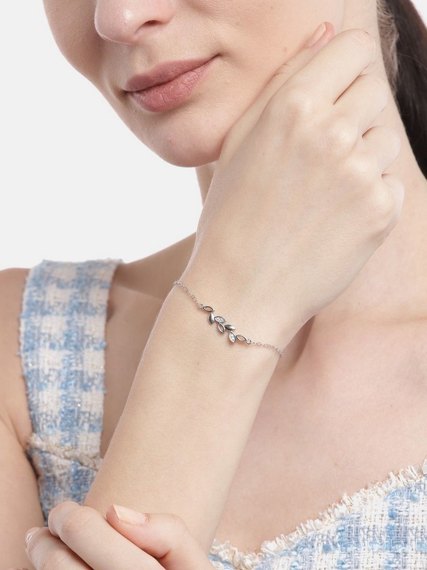 Buy Peora Silver Plated CZ Studded Fancy Adjustable Bracelet Fashion  Jewellery Online