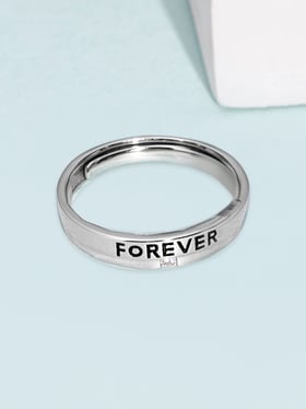 Buy Zavya 92.5 Sterling Silver Black Enamel Ring in Rhodium