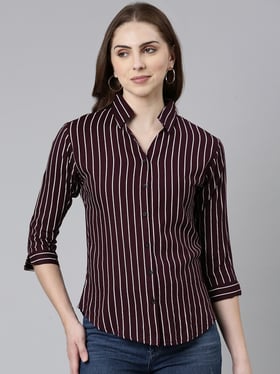 SHOWOFF Purple Cotton Striped Shirt