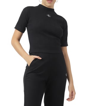 Buy Calvin Klein Jeans Black Logo Slim Fit T-Shirt for Women