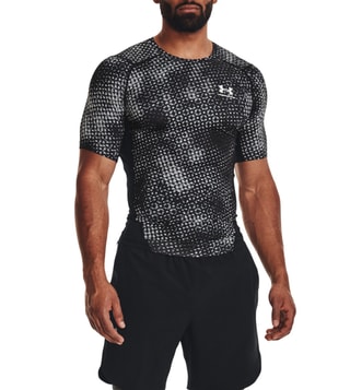 Under Armour HeatGear Black Printed Muscle Fit Training T-Shirt