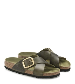 Buy Birkenstock Siena Olive Green Cross Strap Sandals for Women