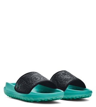 Under Armour Men s Summit Fat Tire Black Green Slide Sandals