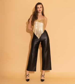 Front Slit Faux Leather Flare Pants  Woolworthscoza