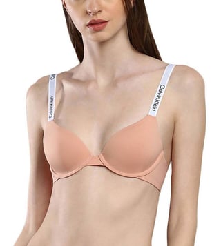 Buy Calvin Klein Underwear Peach Logo Regular Fit Bra for Women
