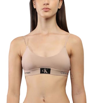 Buy Calvin Klein Underwear Beige Logo Regular Fit Bra for Women