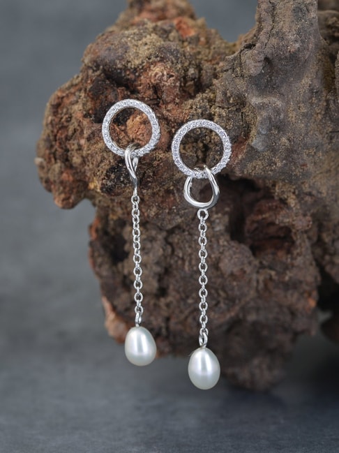Floral Pearl Long Chain Drop Earrings | B165-Avons22-9 | Cilory.com