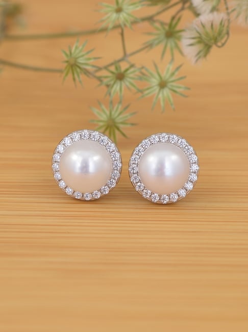 Mikimoto 18K White Gold Rhodium Plated Everyday Essentials Pearl Stud  Earrings - PES705W