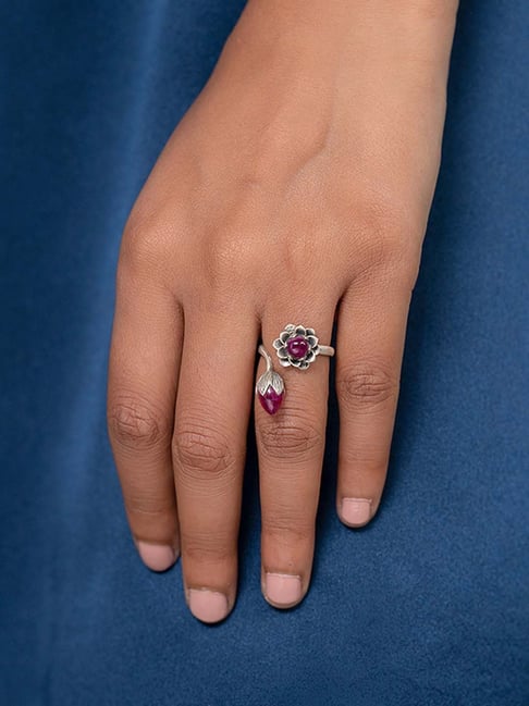 Shaya 92.5 Sterling Silver Rise Above Bias Ring for Women-picture-35