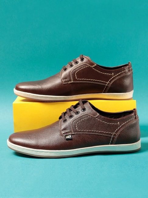 Attitudist Dark Brown Double Stitched Derby Lace-Up Shoes For Men | Casual  Shoes & Sneakers
