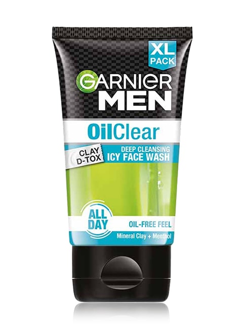 Garnier Men Oil Clear Clay D-Tox Deep Cleansing Icy Face Wash for Oily Skin - 150 gm
