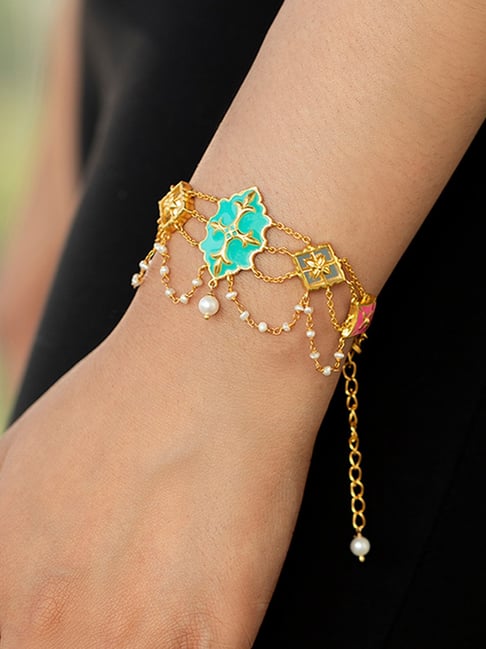 Buy Online Rudraksha Chain Bracelet Premium Made in Golden Brass