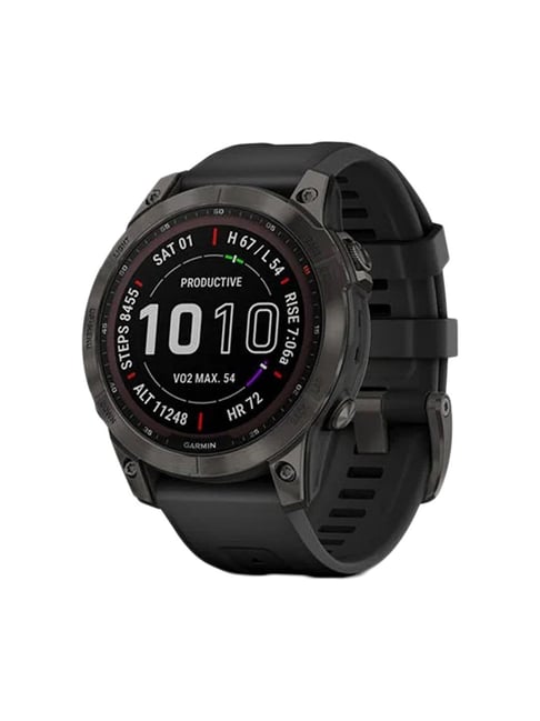 Garmin Fenix 7X Sapphire Solar GPS Smartwatch Carbon Grey DLC Titanium with Black Band