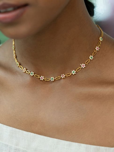 Buy Gold Necklaces & Pendants for Women by VEMBLEY Online | Ajio.com