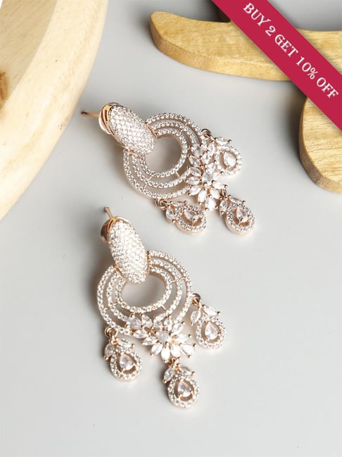 LONG AD EARRINGS WITH GOLDEN COLOUR RHODIUM PLATING  charkaa