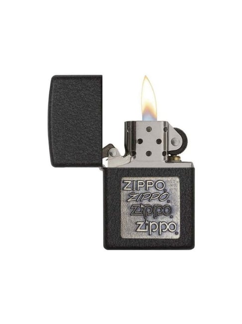 Zippo Black Crackle Gold Logo Brass Windproof Pocket Lighter-picture-43