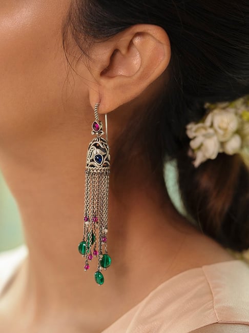 bridal formal earrings diamond floral flower vine