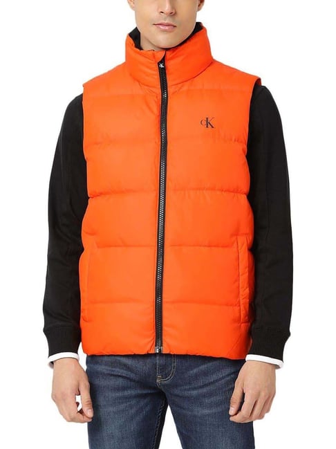 Calvin Klein Jeans Coral Orange Regular Fit Gilet Jacket