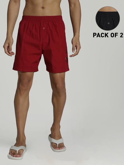 Puma Black & Red Cotton Logo Print Boxers - Pack of 2-picture-34