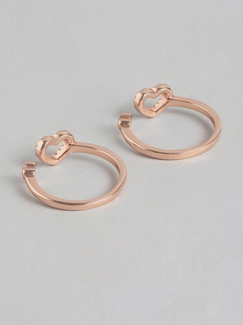 Buy Zavya 925 Silver Heart-Shaped Rose Gold Toe-Rings for Women