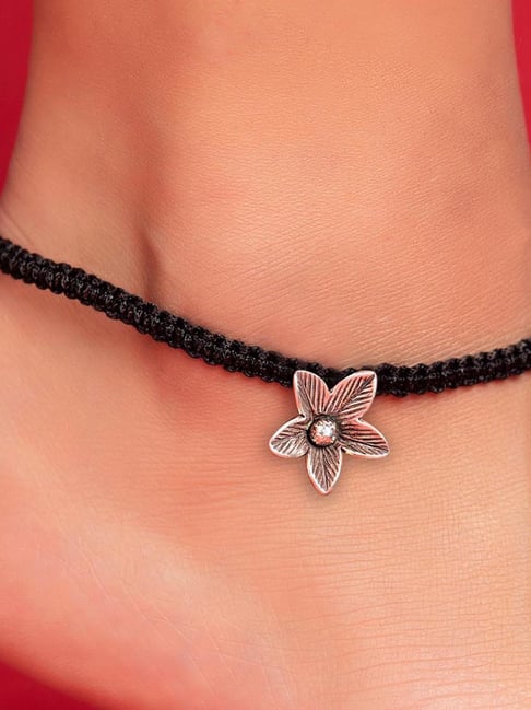 Flipkart Anklet Silver For Girl Silver Plated Flower Shape Anklet