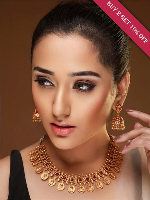 Buy Priyaasi Rose Gold Necklace & Earring Set Online At Best Price @ Tata  CLiQ