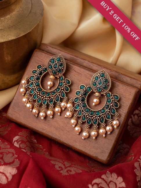 Indian Designer Silver Black Beads Partywear Earrings #57170 | Buy Jhumka Earrings  Online