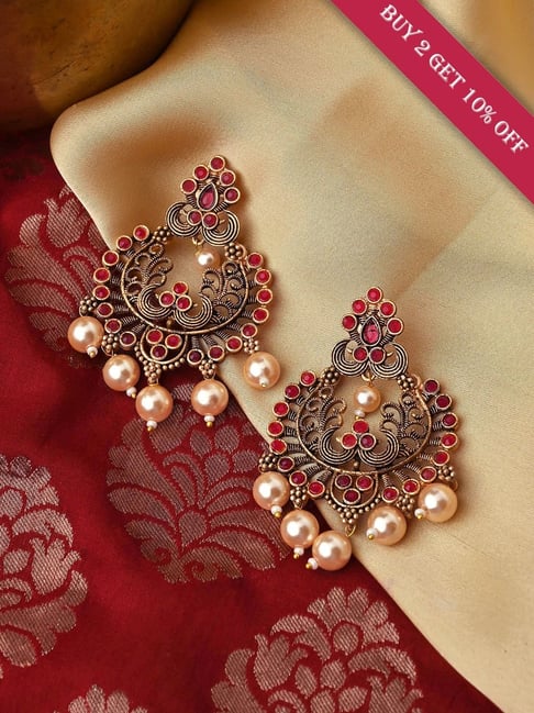 Flipkart.com - Buy TANLOOMS Gola Stone earrings for Girls and Women. (Maroon  Color) Brass Jhumki Earring Online at Best Prices in India