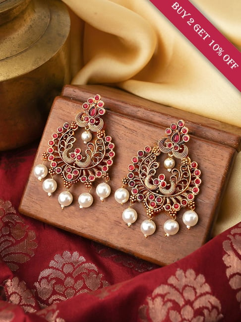 Light Weight Pearl Chandbali from Pulimamidi Jewellers