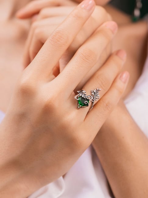 Shaya 92.5 Sterling Silver Unclench Oxidized Casual Ring for Women