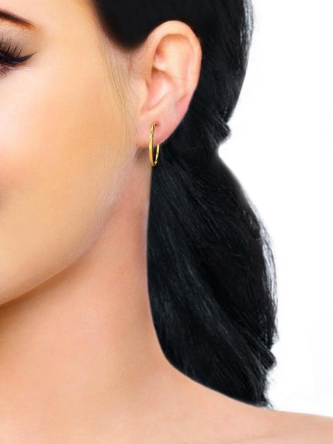 Rubans Voguish Gold Plated Zirconia Studded Hoop Earring