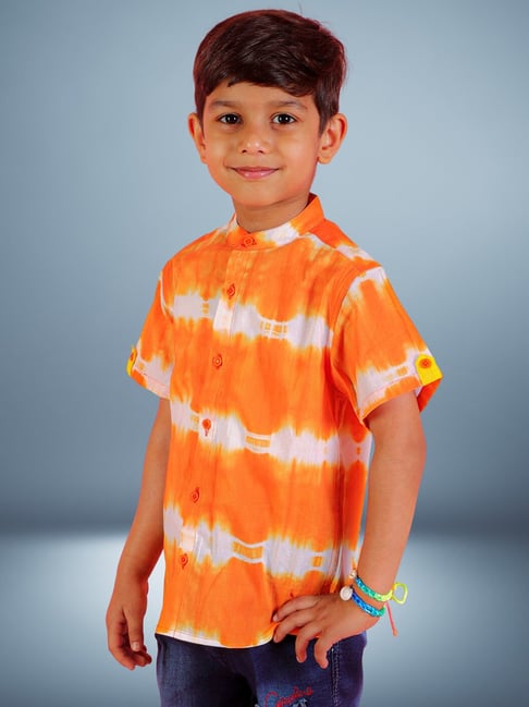 Buy Lil Drama Kids Orange Tie Dye Shirt for Boys Clothing Online