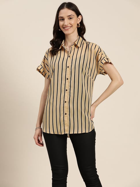 Qurvii Beige Striped Shirt-picture-34