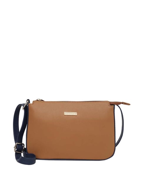 Fastrack Tan Solid Medium Sling Handbag