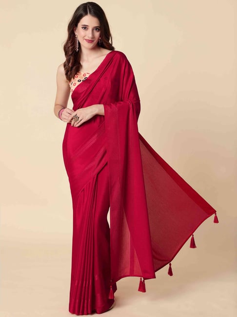 Sada Saubhagyavati Saree Sada Saubhagyavati Sari Red Saree, 50% OFF