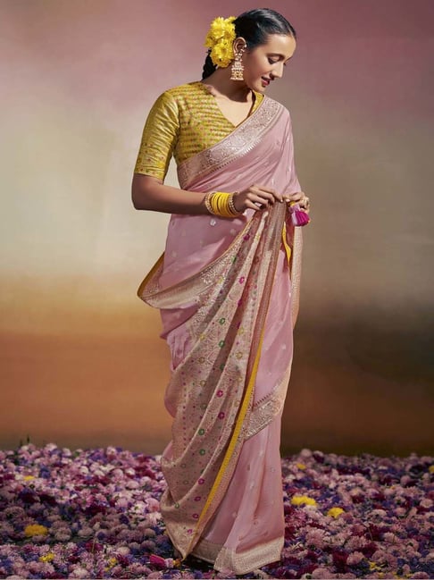 Buy Lyuson Creation Self Design Banarasi Art Silk Pink Sarees Online @ Best  Price In India | Flipkart.com