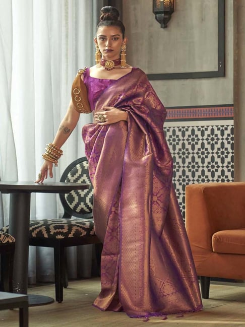 Light purple silk saree with blouse 26009