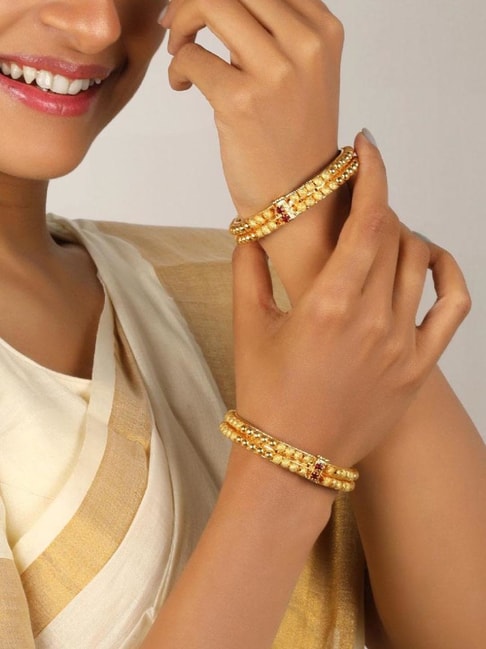 Buy Navjai Traditional Adjustable Cuff Gold Plated Beads  Chain Design  Charm Bracelets Bangles Women Online at Best Prices in India  JioMart
